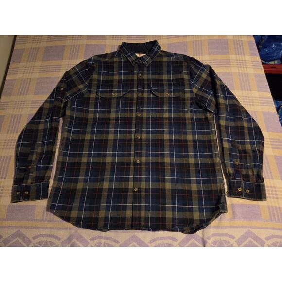 Fjallraven Singi Heavy Flannel Button Down Work Shirt Brown Plaid Mens Size XXL - Picture 1 of 11